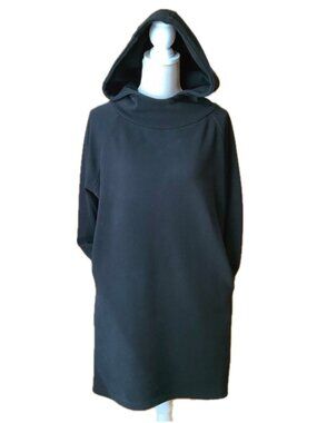 LILI SIDONIO Molly Bracken Black Hoodie Dress Oversized Cozy Midi S M